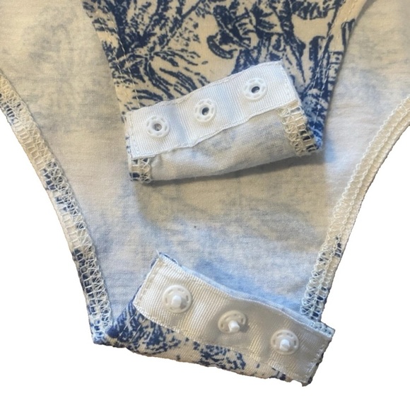 Cider Bodysuit With Vintage Design Blue And Beige Size Small - Picture 2 of 5